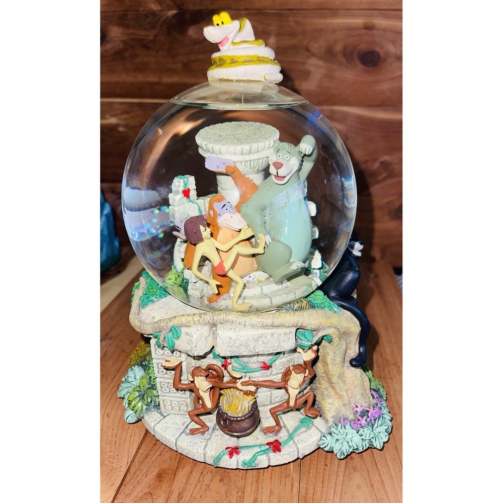 Vtg 90's Disney The Jungle Book Collectible Musical Snow Globe Mowgli Baloo 1537